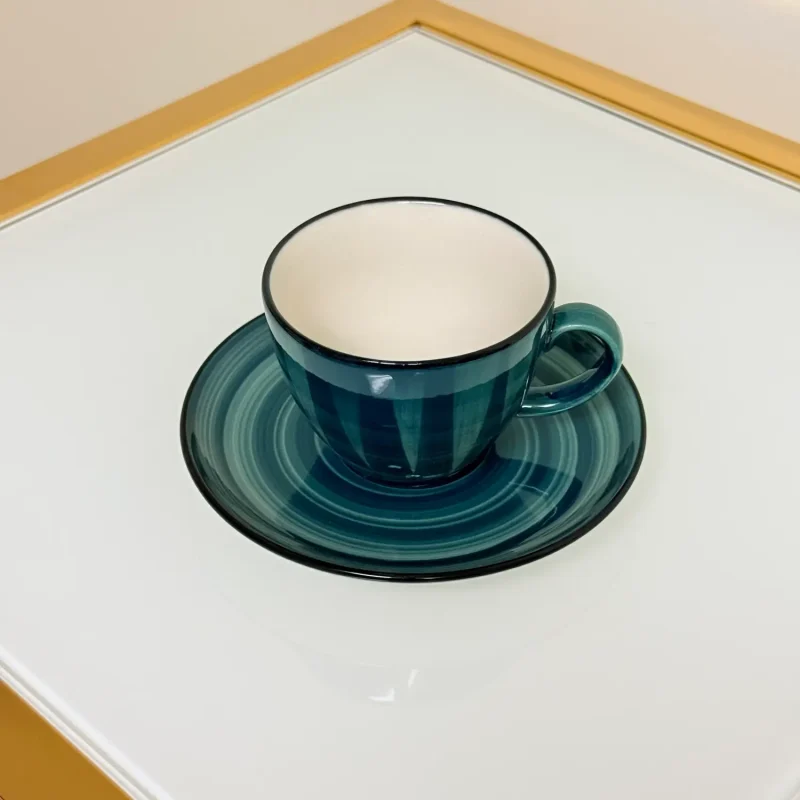 IMG_2835 Set of 6 Ceramic Coffee and Tea Cups With Saucers 6 fl oz