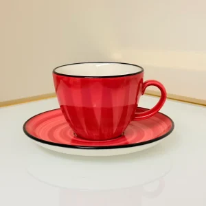 IMG_2838 Set of 6 Ceramic Coffee and Tea Cups With Saucers 6 fl oz