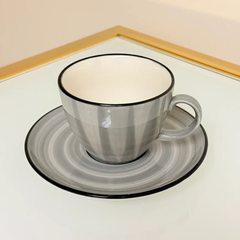 IMG_2847 Set of 6 Ceramic Coffee and Tea Cups With Saucers 6 fl oz