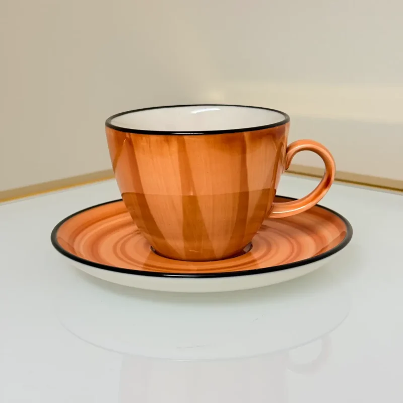 IMG_2861 Set of 6 Ceramic Coffee and Tea Cups With Saucers 6 fl oz