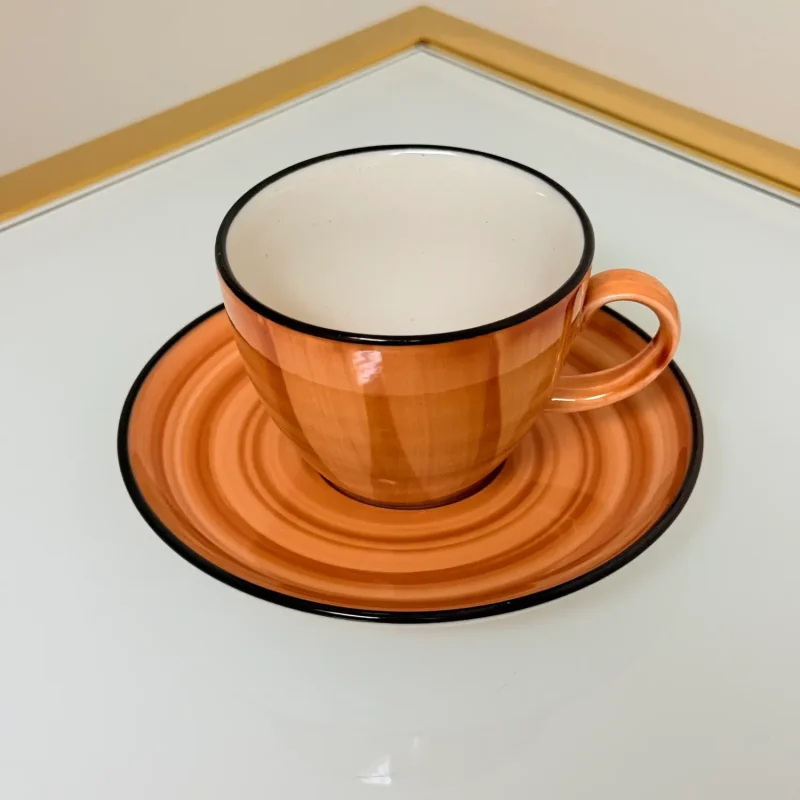 IMG_2862 Set of 6 Ceramic Coffee and Tea Cups With Saucers 6 fl oz