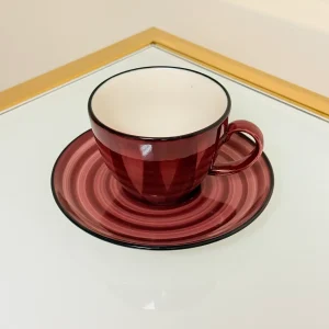 IMG_2868 Set of 6 Ceramic Coffee and Tea Cups With Saucers 6 fl oz