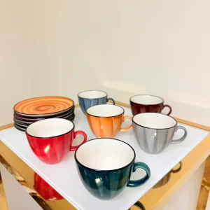 IMG_2879 Set of 6 Ceramic Coffee and Tea Cups With Saucers 6 fl oz