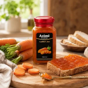 azimi-premium-carrot-jam-breakfast-toast Azimi Premium carrot jam with carrots and jam-covered breakfast toast