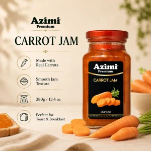 azimi-premium-carrot-jam-product-details Azimi Premium carrot jam with size serving and texture details