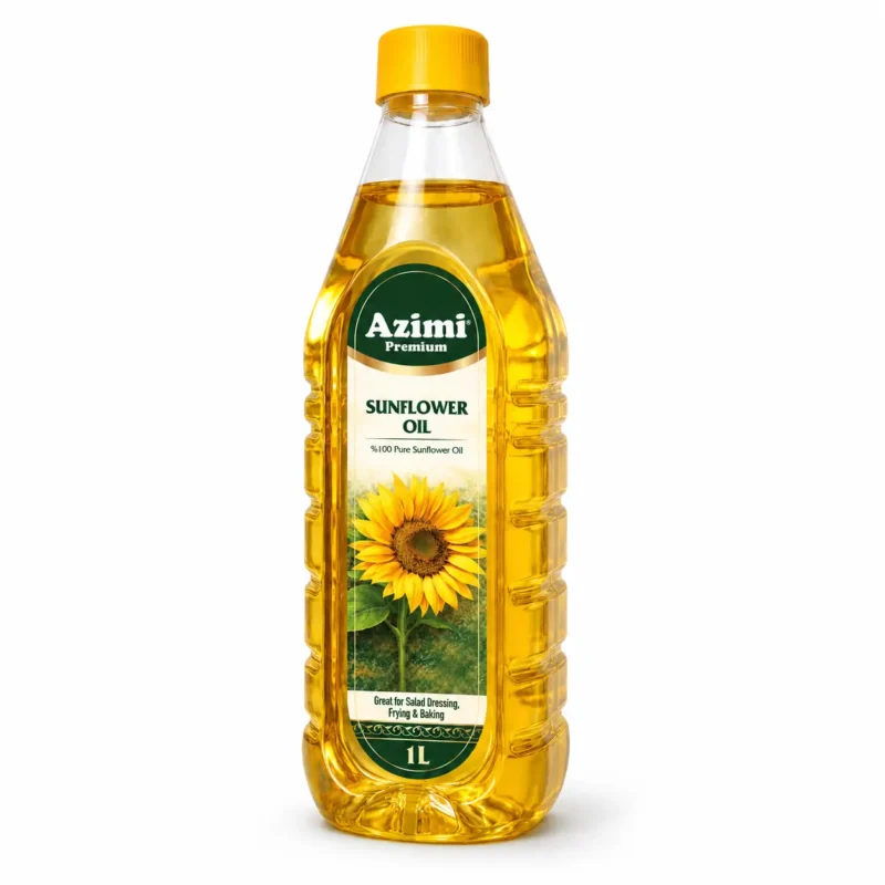 azimi-premium-1l-sunflower-oil-bottle-white-background Azimi Premium 1L sunflower oil bottle on a white background