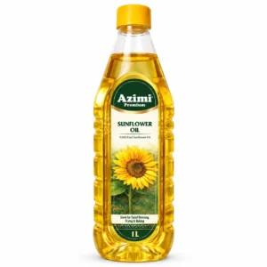 azimi-premium-1l-sunflower-oil-front-view Front view of an Azimi Premium 1L sunflower oil bottle