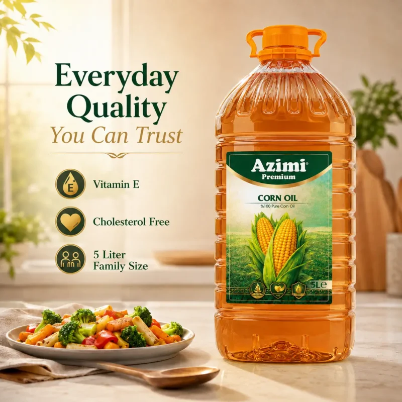 azimi-premium-5l-corn-oil-everyday-quality Azimi 100% Pure Corn Cooking Oil, Cholesterol Free, 5 Liter (169 Fl Oz)