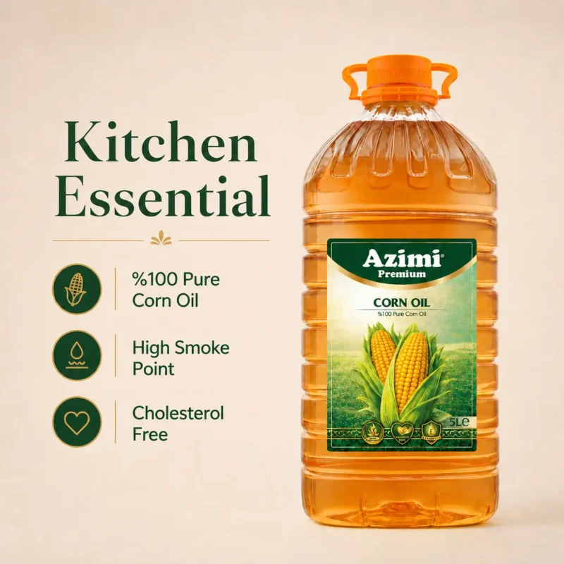 azimi-premium-5l-corn-oil-kitchen-essential Azimi 100% Pure Corn Cooking Oil, Cholesterol Free, 5 Liter (169 Fl Oz)
